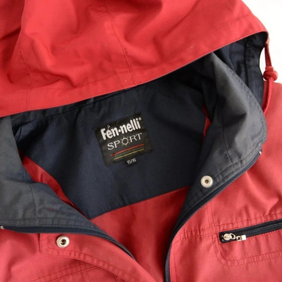 Vintage Fen-Nelli Sport Red Jacket  with Hood Size 15-16 - Picture 12 of 13
